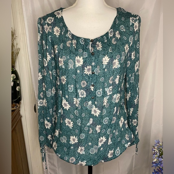 Lucky Brand, Green floral, Blouse - Picture 1 of 9